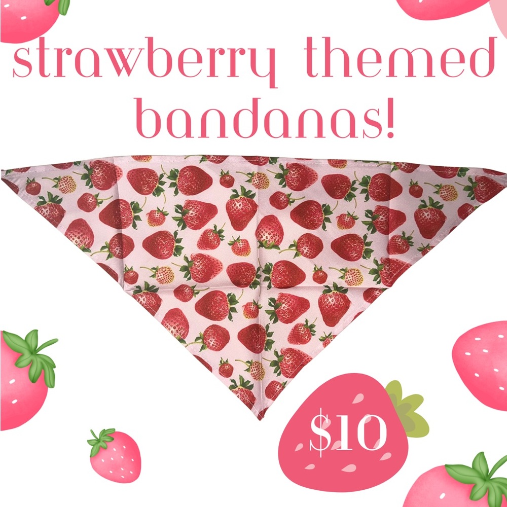 🍓 Fresh Fruit Strawberry Themed Pet Cat Dog Bandana For Boys Girls Unisex